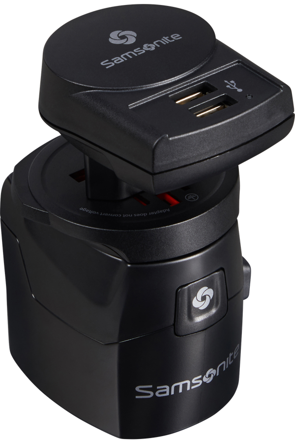 Samsonite Travel Accessories World Adaptor Pro 3-P+USB Zwart Samsonite Travel Accessories World Adaptor Pro 3-P+USB Zwart