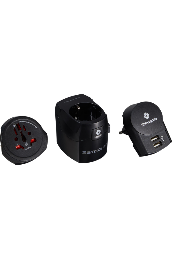 Samsonite Travel Accessories World Adaptor Pro 3-P+USB Zwart Samsonite Travel Accessories World Adaptor Pro 3-P+USB Zwart